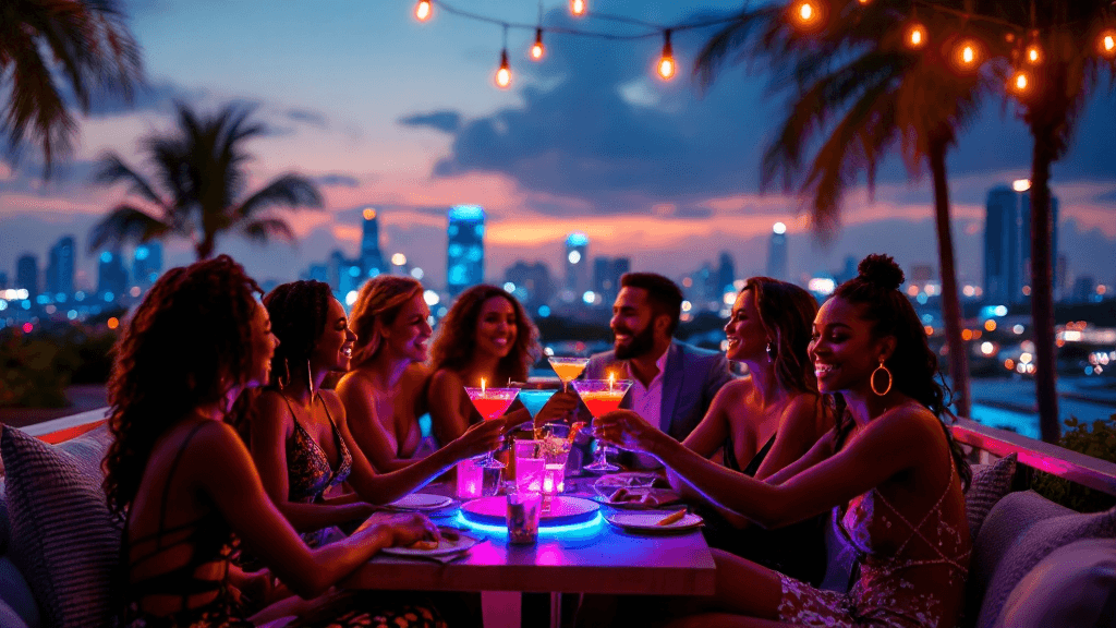 Rooftop bar at blue hour